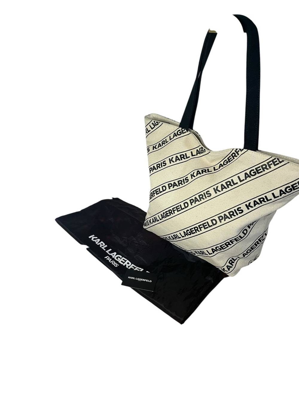 Karl Lagerfeld Paris Diagonal Logo Canvas Tote - Like New with Dust Bag